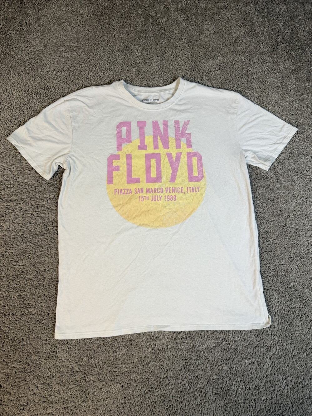 Pink Floyd Shirt Boys Boy White Large Concert Graphic Crew Neck Cotton
